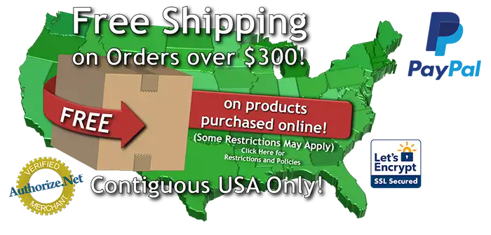 Free Shipping for Orders Over $300 (Restrictions Apply) Free Shipping for Orders Over $300